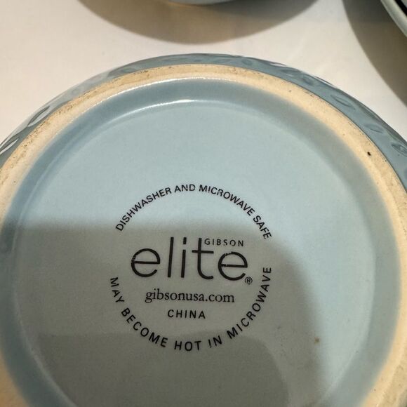 Gibson Elite Alemany 3 Piece Dinner Plate & 2,Salad bowls Dinnerware  Set, Aqua - Picture 5 of 9